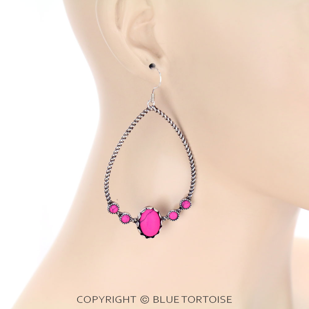 Teardrop Stone Dangle Earrings - Image 2