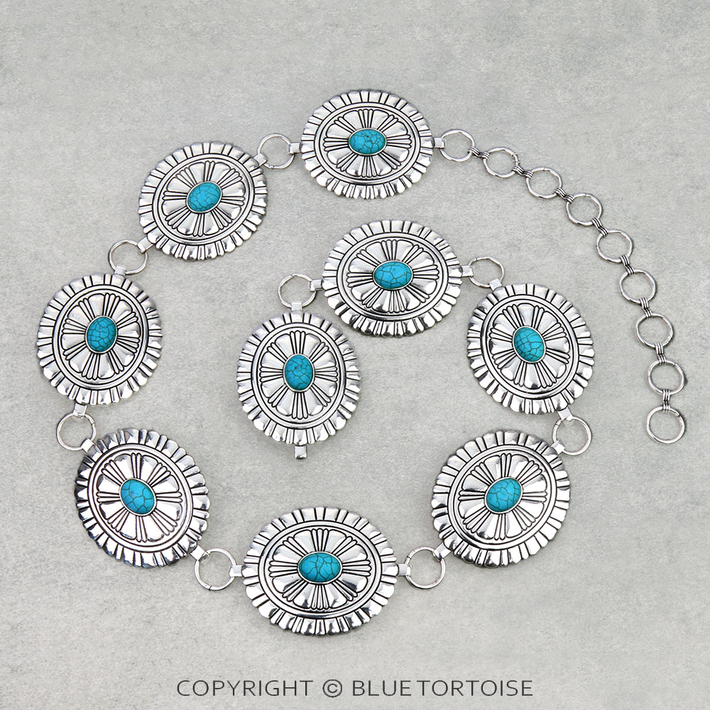 Western Oval Concho Stone Belt S/M