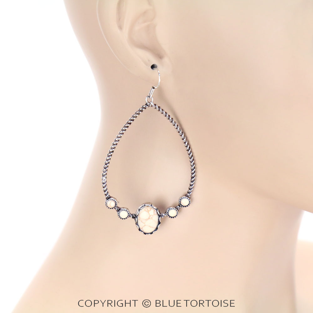Teardrop Stone Dangle Earrings - Image 2