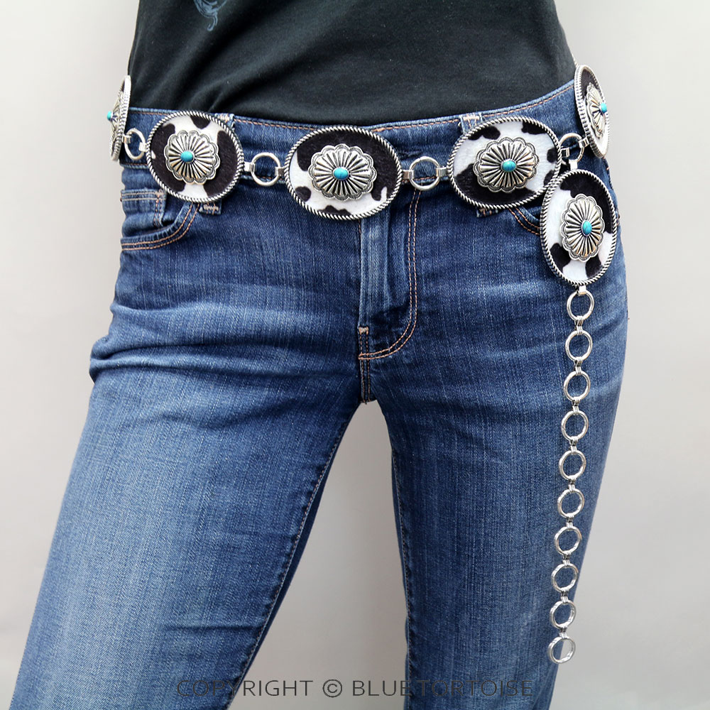 Western Cowhide Concho Belt L/XL - Image 2