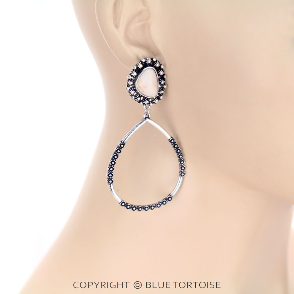 Teardrop with Stone Stud Earrings - Image 2