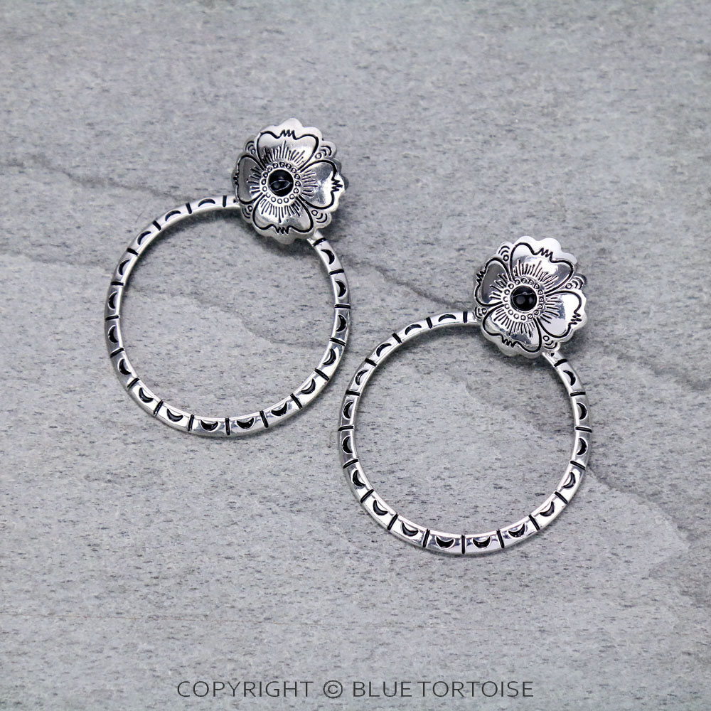 Flower Post Circle Earrings/D