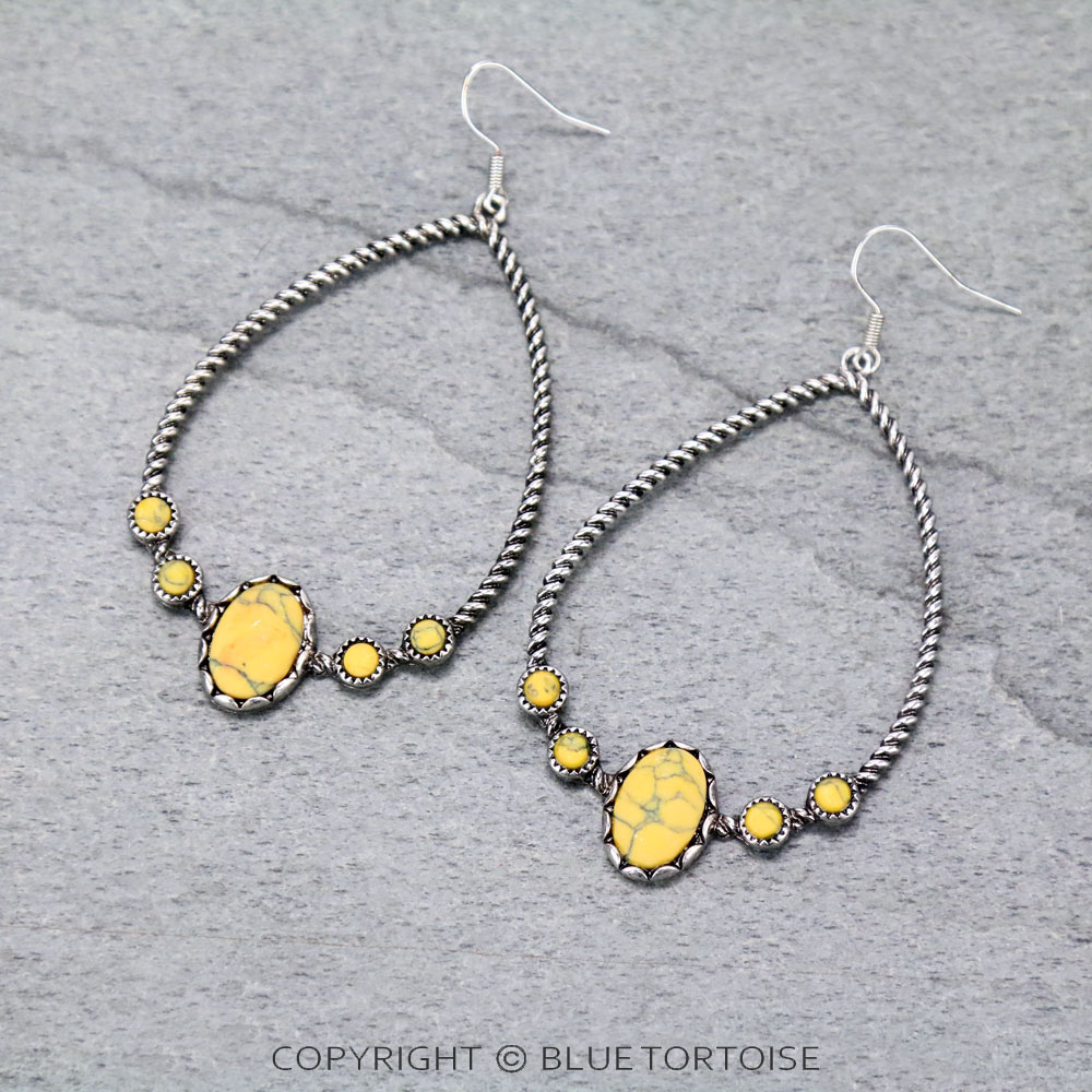 Teardrop Stone Dangle Earrings