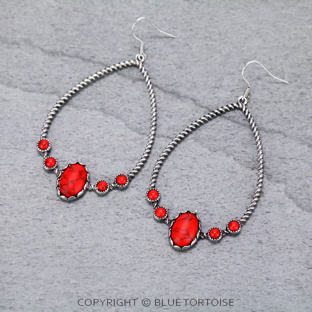 Teardrop Stone Dangle Earrings