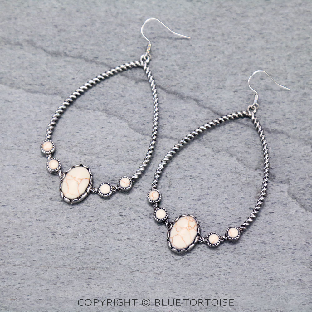 Teardrop Stone Dangle Earrings