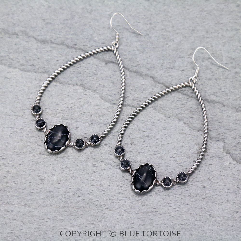 Teardrop Stone Dangle Earrings