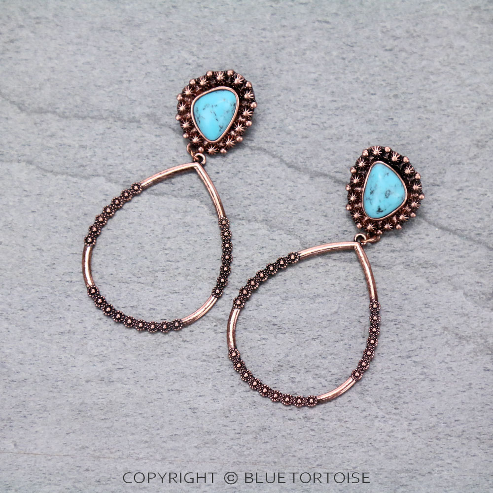 Teardrop with Stone Stud Earrings