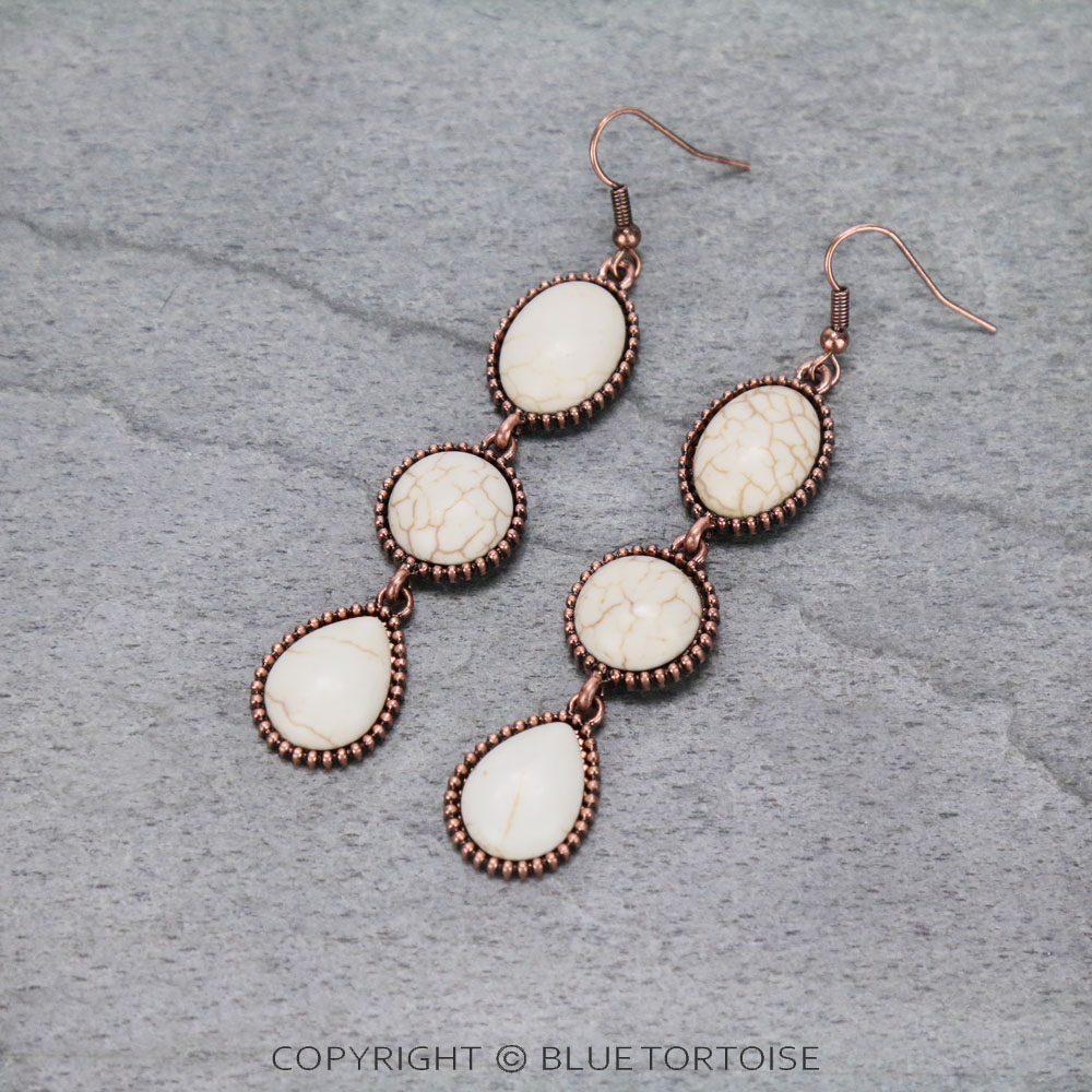 Teardrop Stone Drop Dangle Earrings