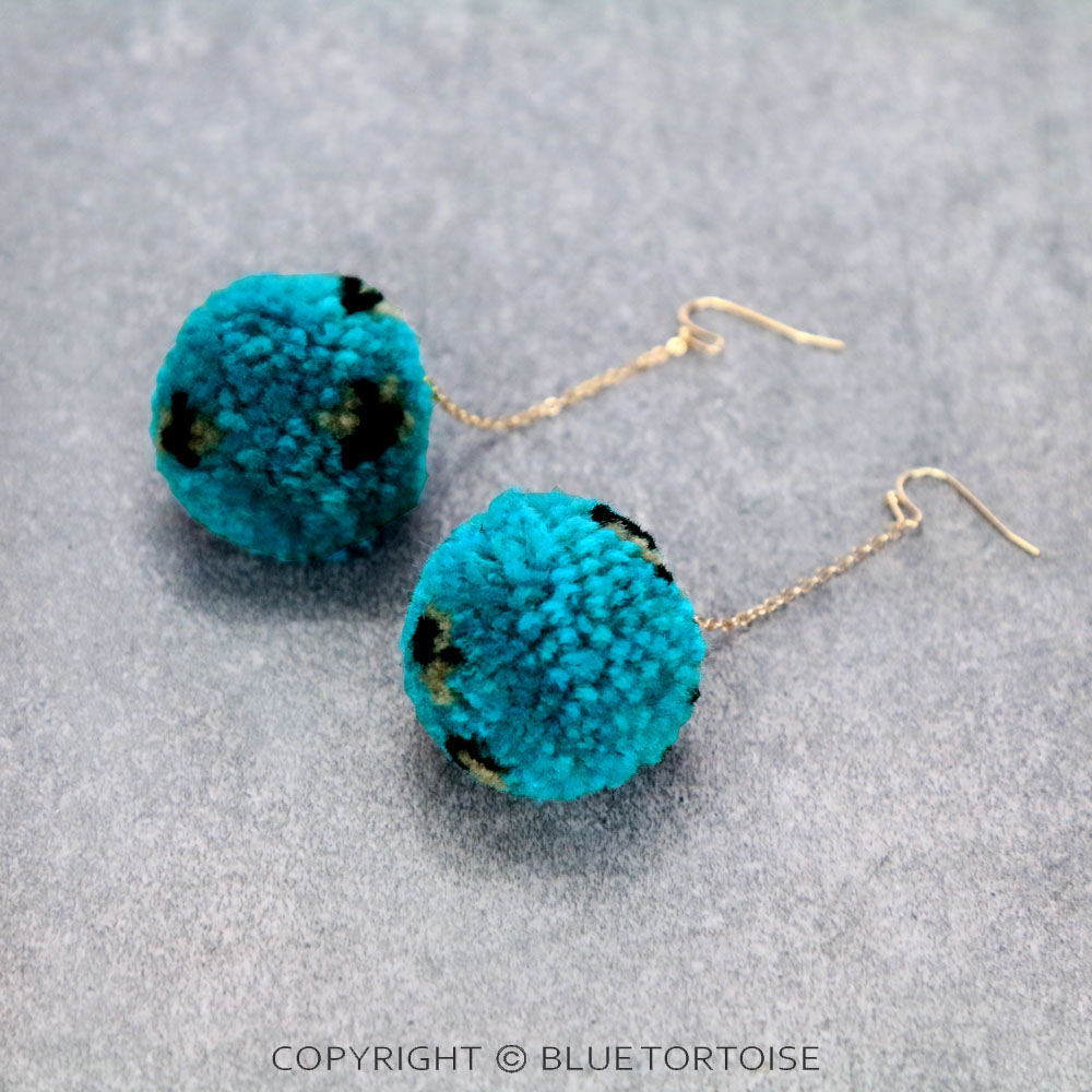 Leopard Pompom Dangle Earrings