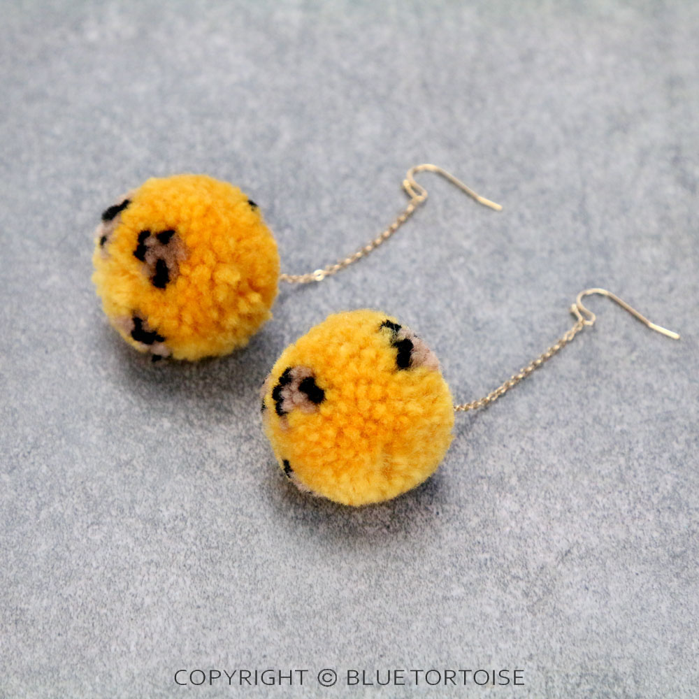 Leopard Pompom Dangle Earrings