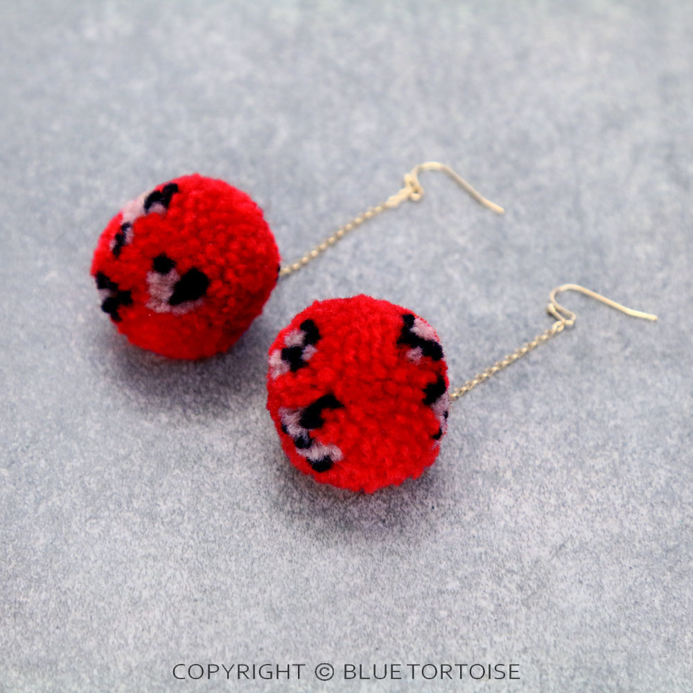 Leopard Pompom Dangle Earrings