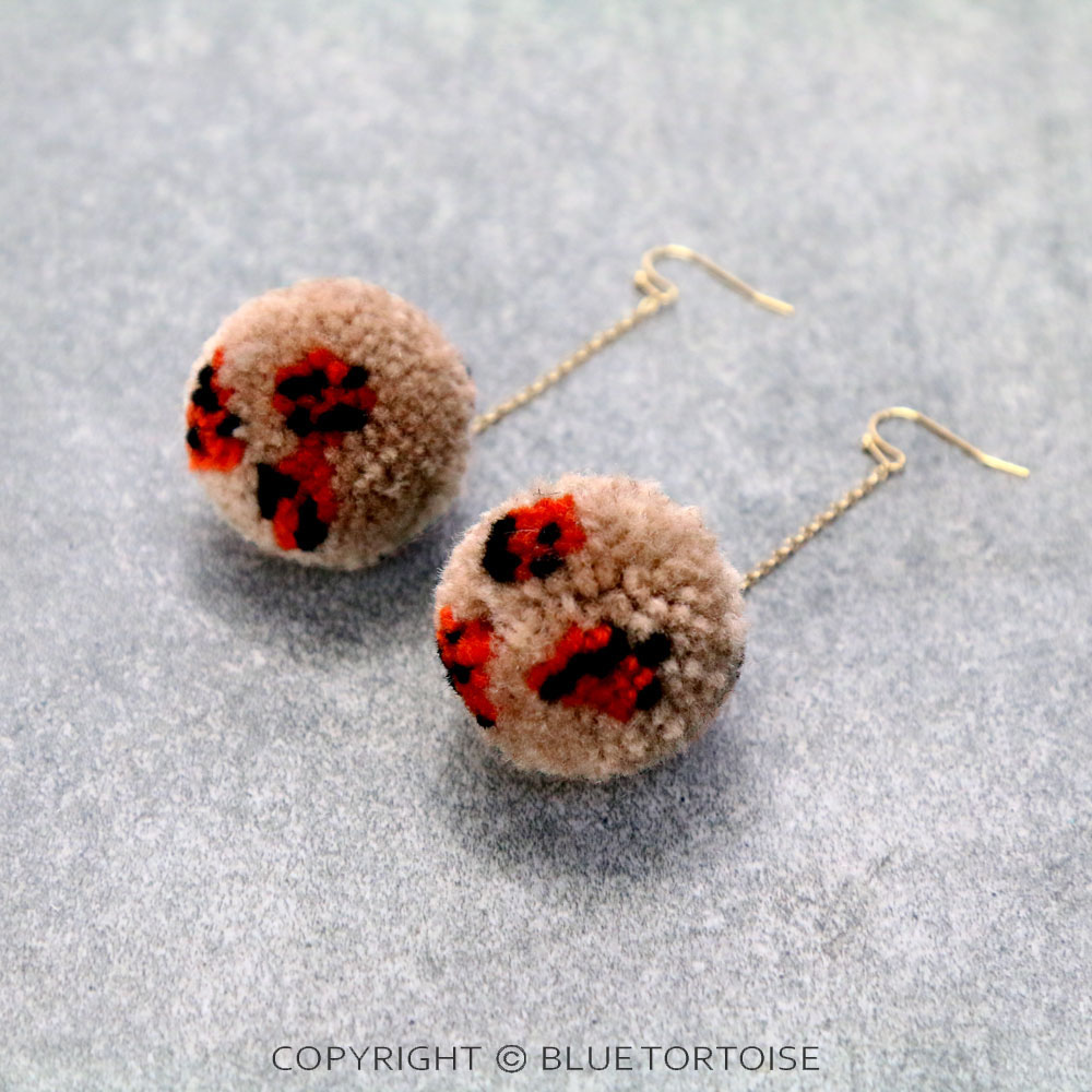 Leopard Pompom Dangle Earrings
