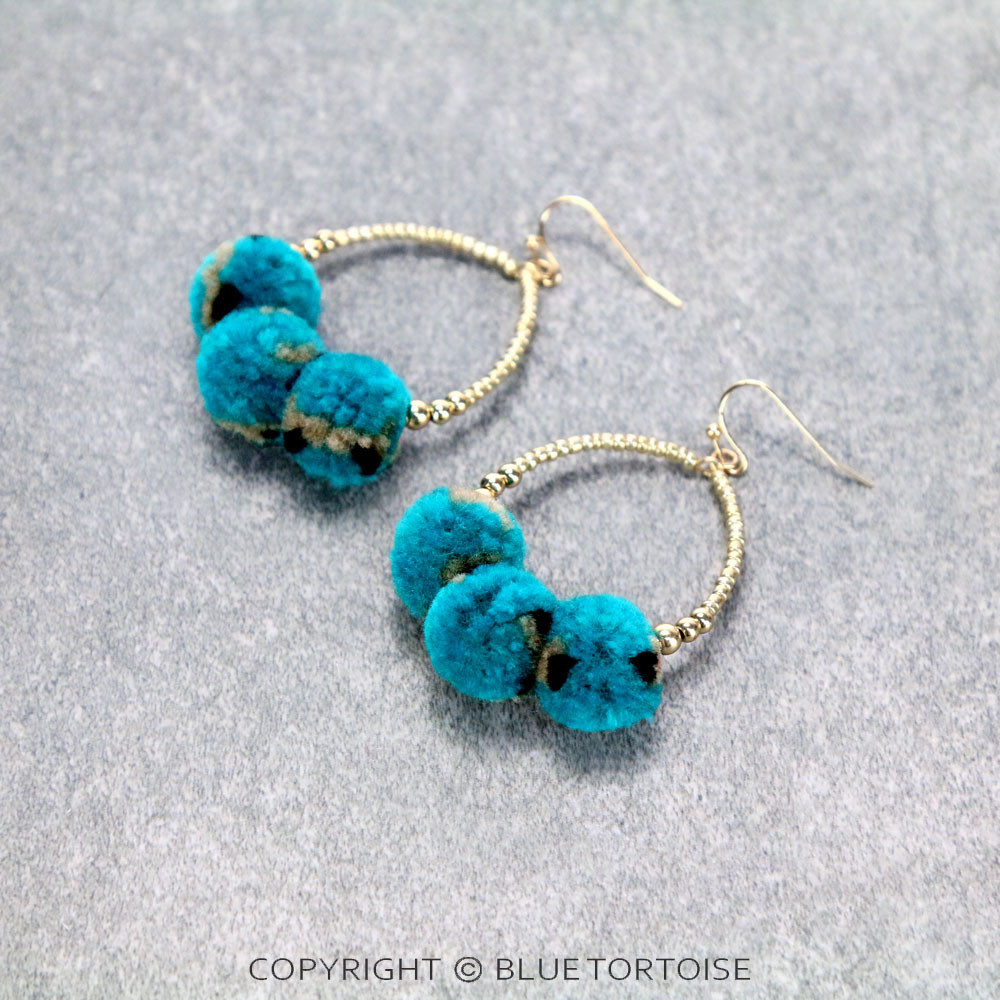 Leopard Pompom Teardrop Dangle Earrings