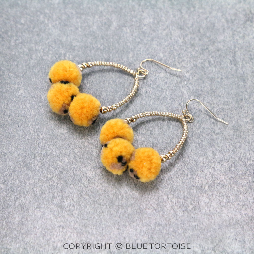 Leopard Pompom Teardrop Dangle Earrings