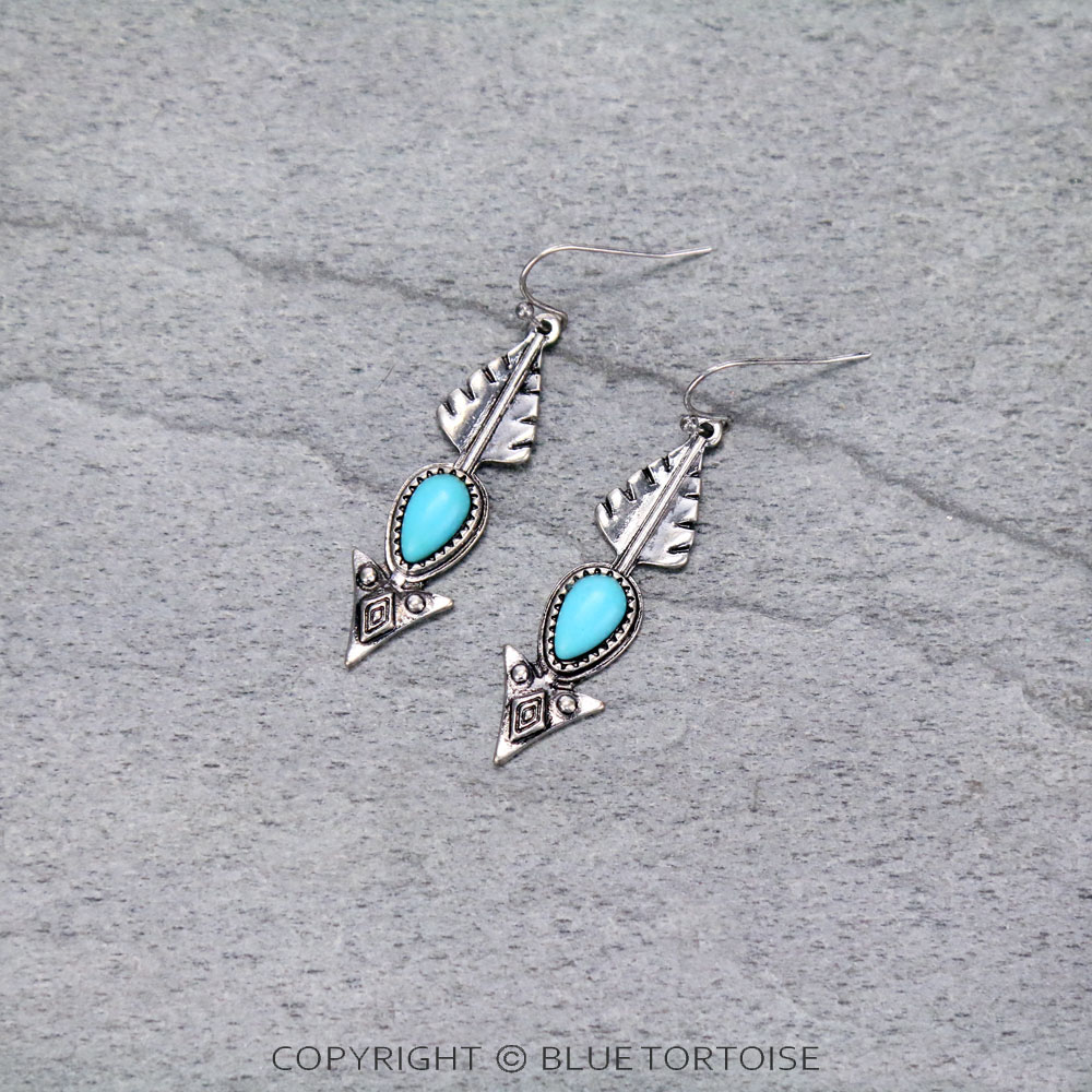 Western Arrow Stone Dangle Earrings