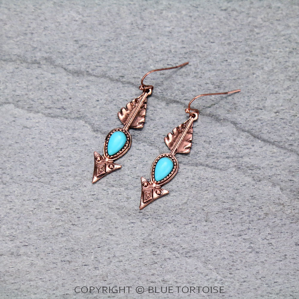 Western Arrow Stone Dangle Earrings