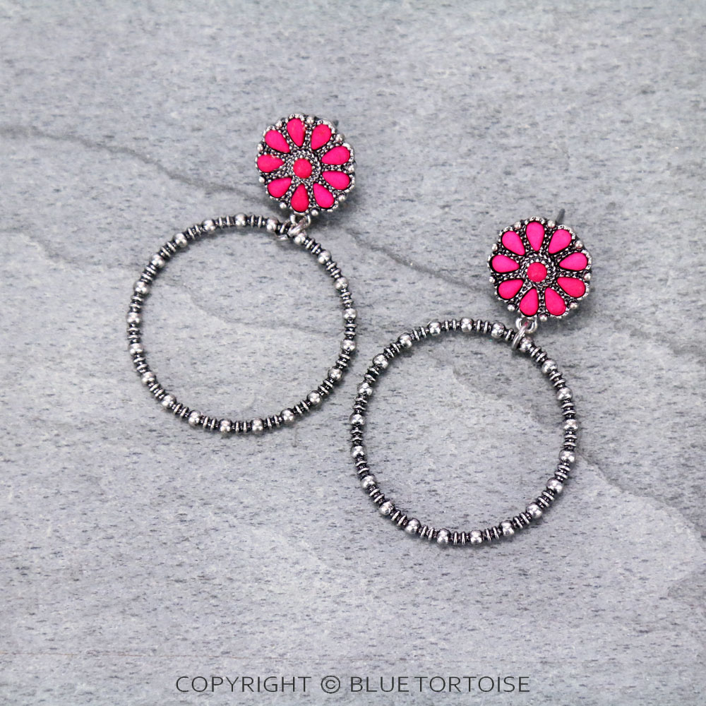 Concho Stud Hoop Earrings
