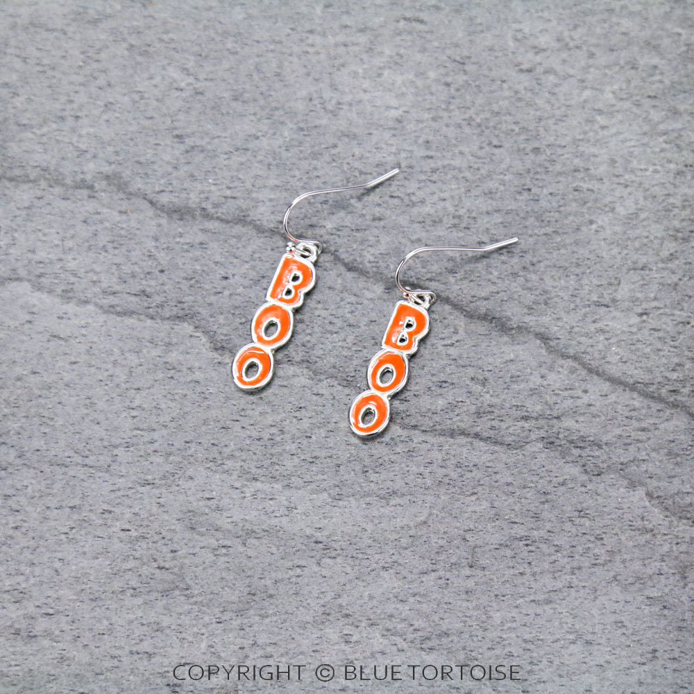 Halloween Epoxy "BOO" Dangle Earrings