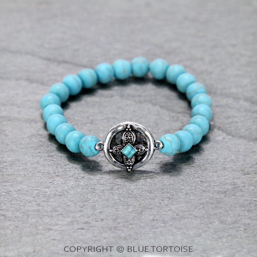 Cross Semi Stone Stretch Bracelet