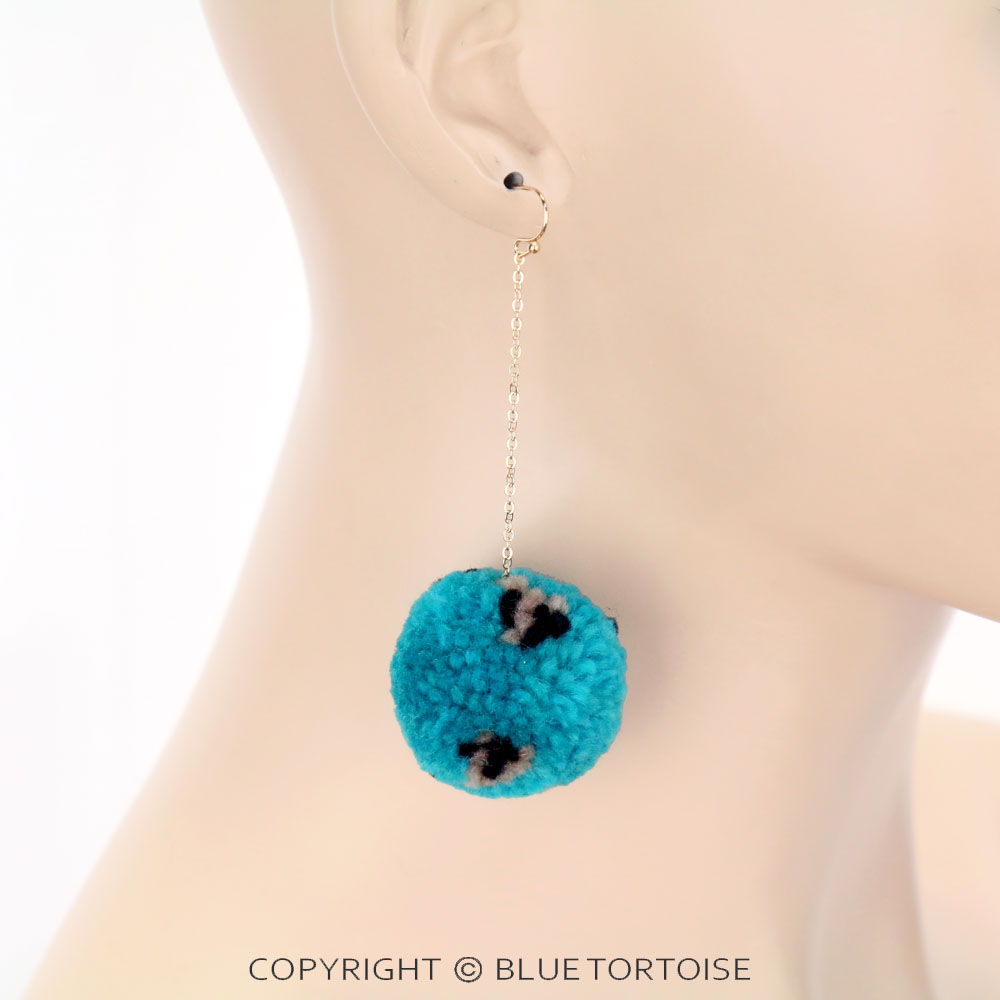Leopard Pompom Dangle Earrings - Image 2