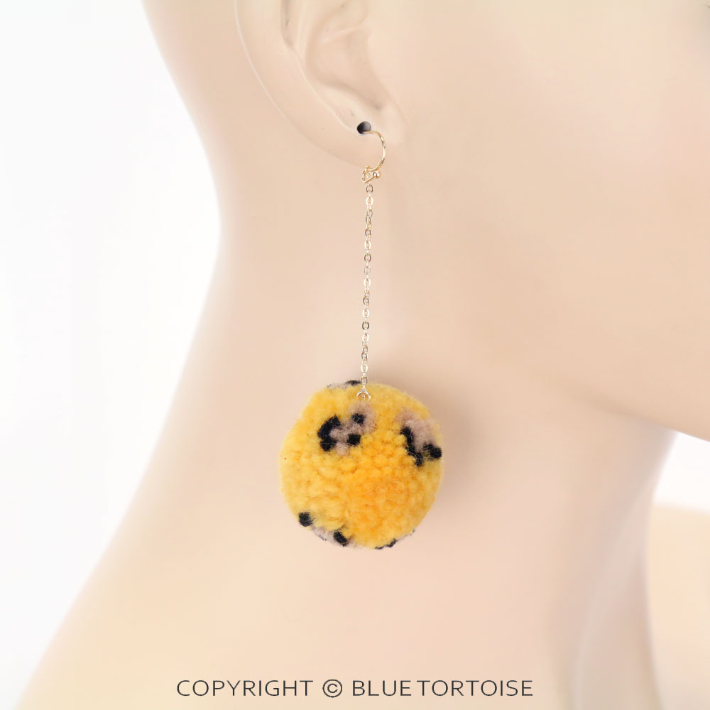 Leopard Pompom Dangle Earrings - Image 2