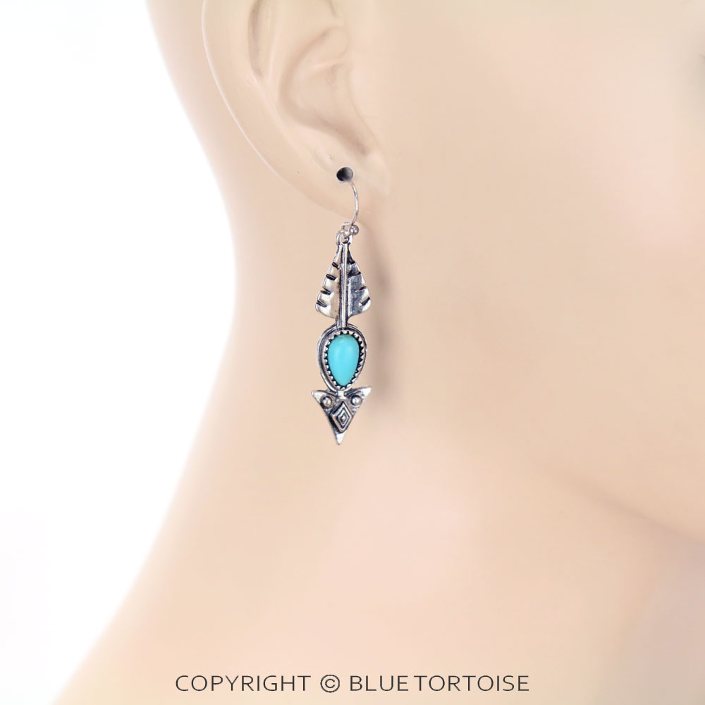 Western Arrow Stone Dangle Earrings - Image 2