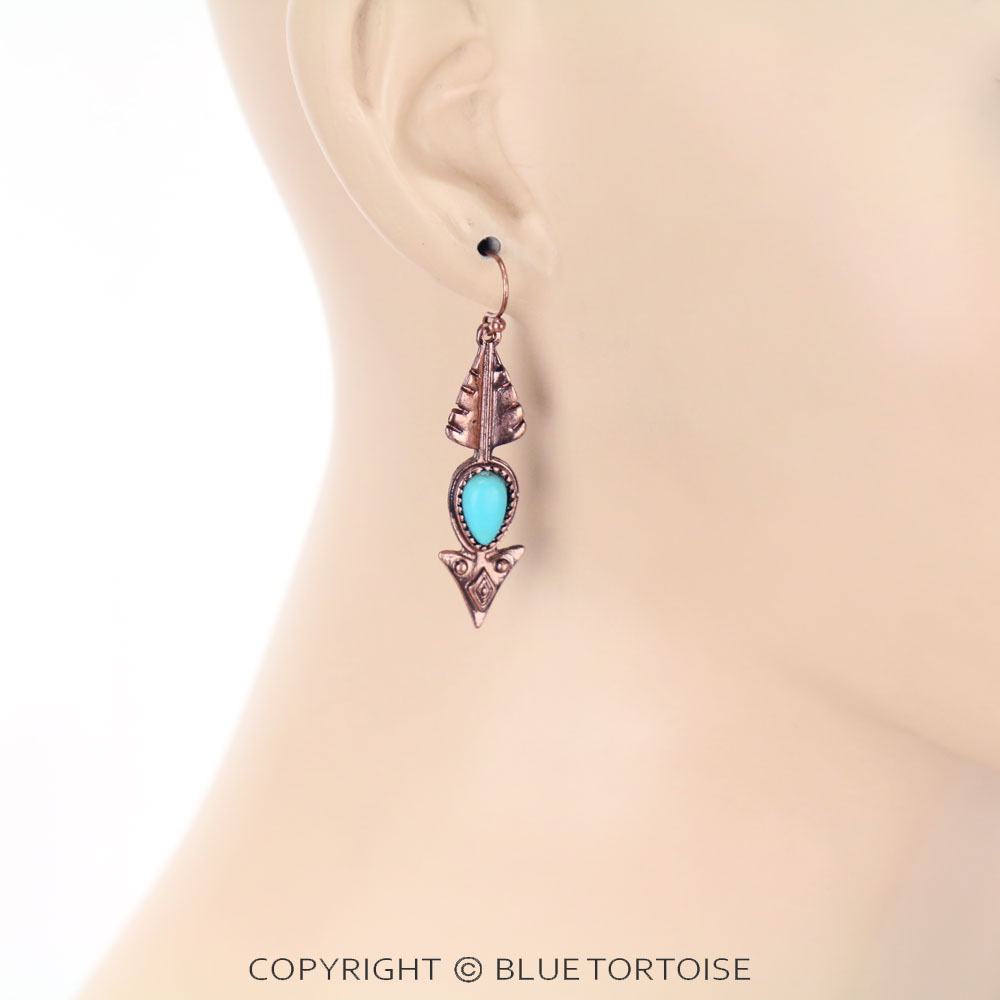 Western Arrow Stone Dangle Earrings - Image 2