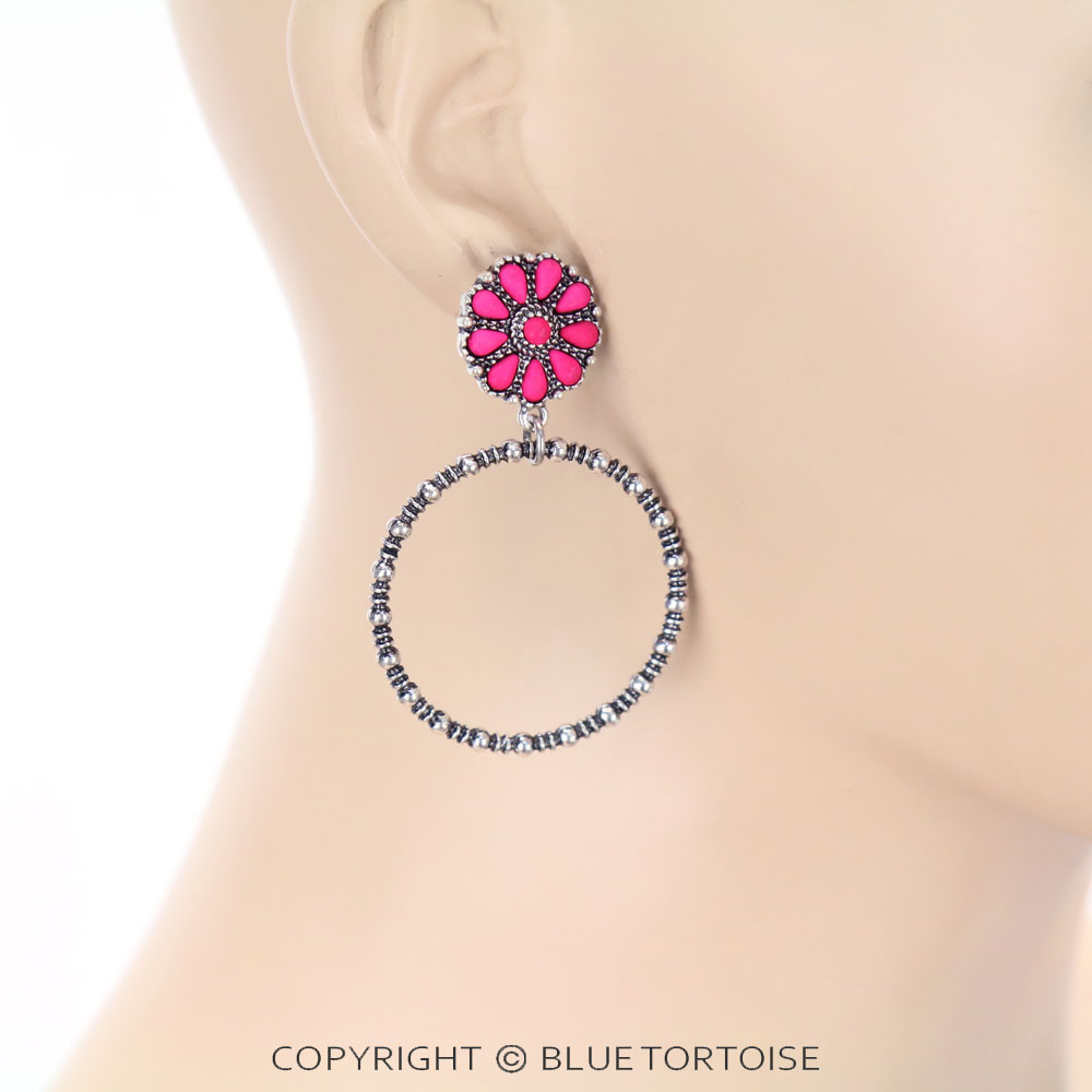 Concho Stud Hoop Earrings - Image 2