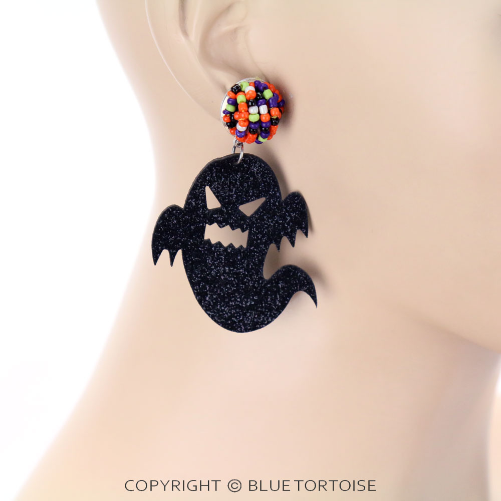 Halloween Glitter Ghost Stud Earrings - Image 2