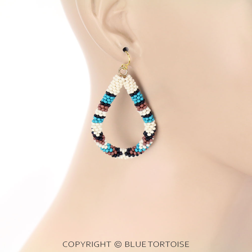 Western Seed Bead Teardrop Dangle Earrings - Image 2