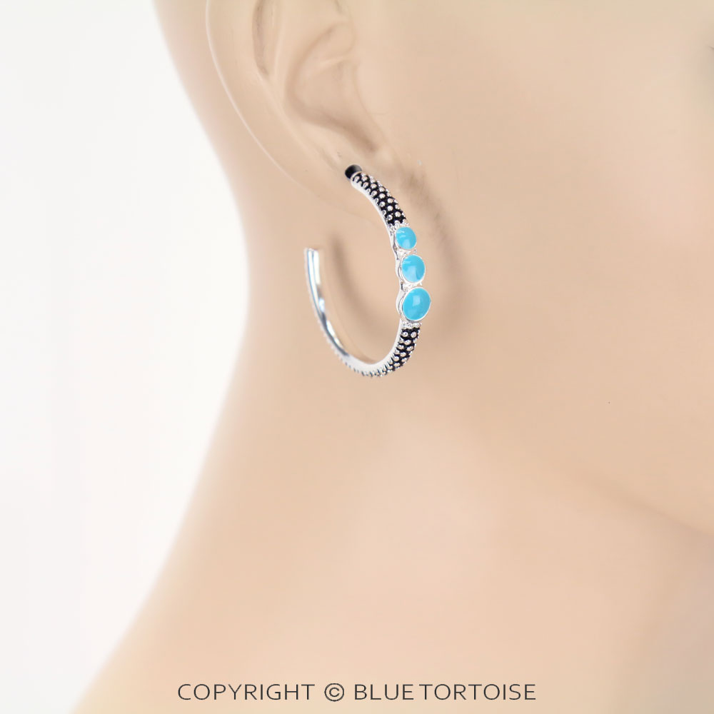 Tailored Ball Texture Epoxy Round Hoop Earrings - Image 2