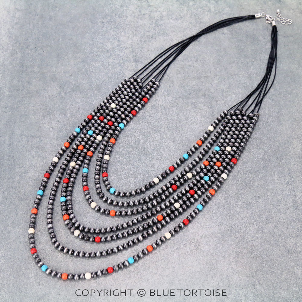 Navajo Style Pearl Layered Necklace