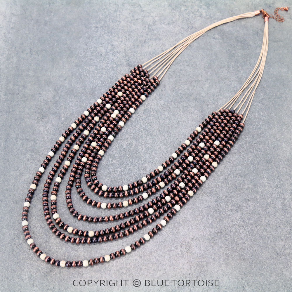 Navajo Style Pearl Layered Necklace