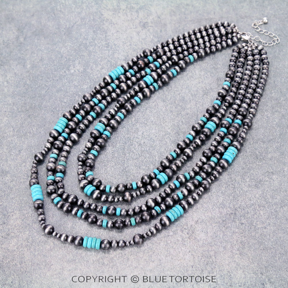 Navajo Style Pearl Layered Necklace