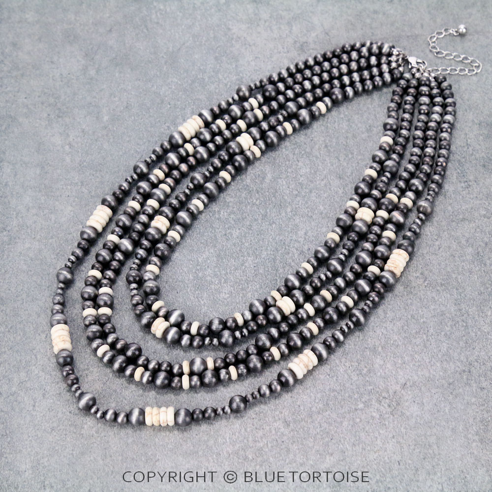 Navajo Style Pearl Layered Necklace