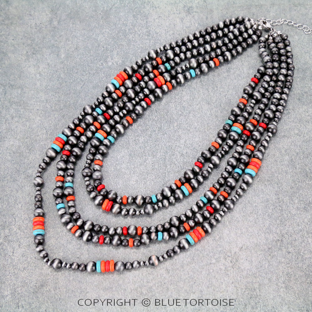 Navajo Style Pearl Layered Necklace
