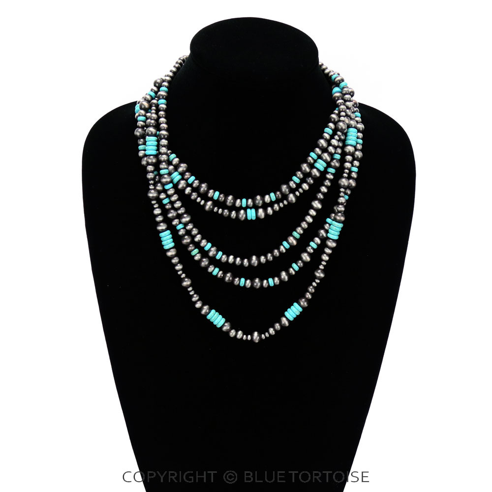 Navajo Style Pearl Layered Necklace - Image 2