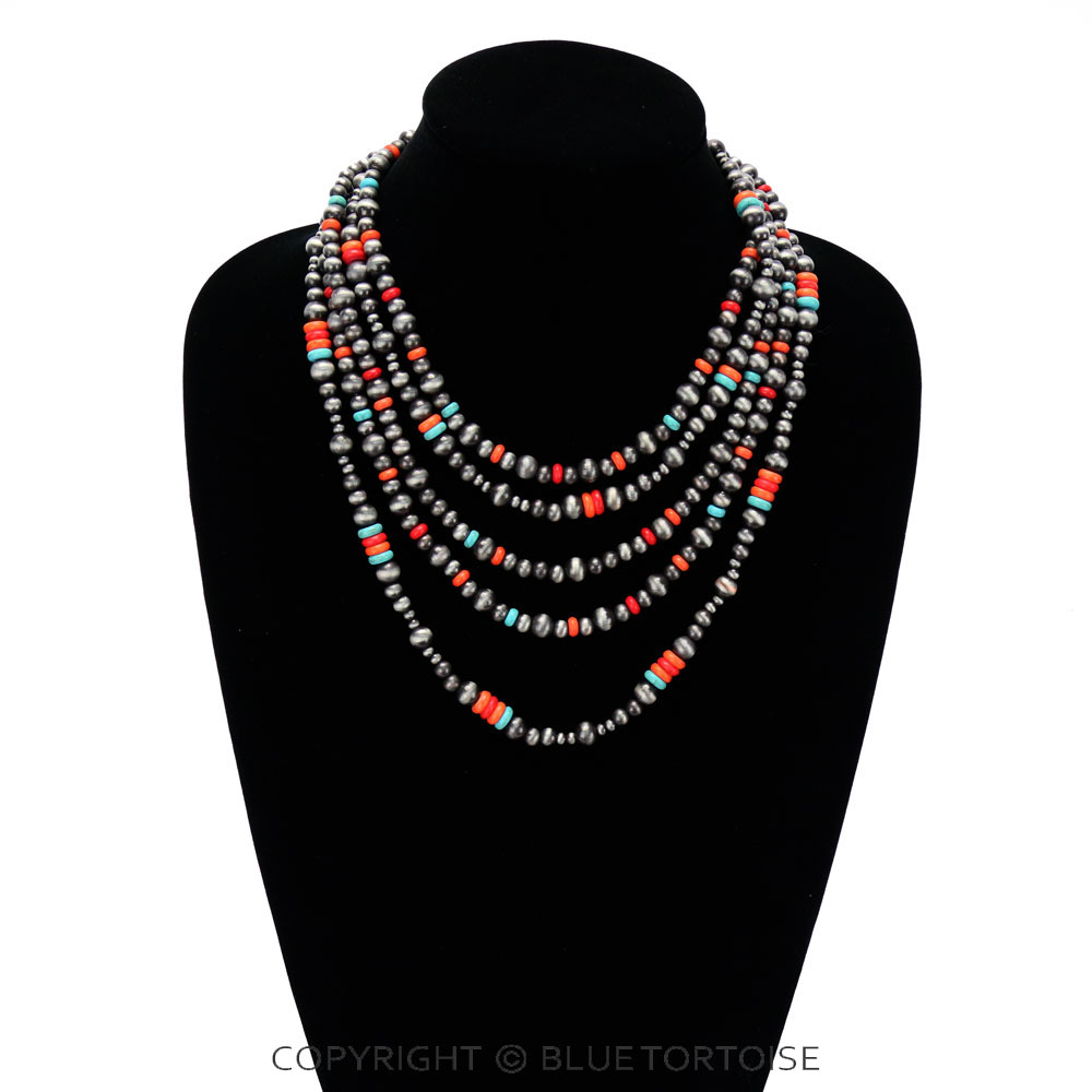 Navajo Style Pearl Layered Necklace - Image 2