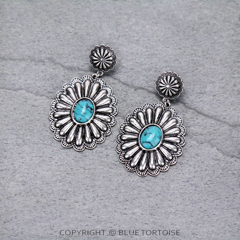 Western Concho Stud Earrings