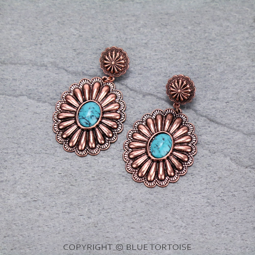 Western Concho Stud Earrings