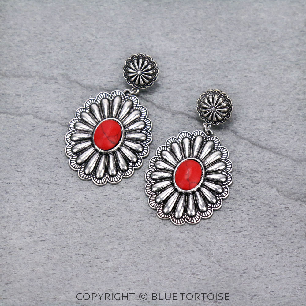 Western Concho Stud Earrings