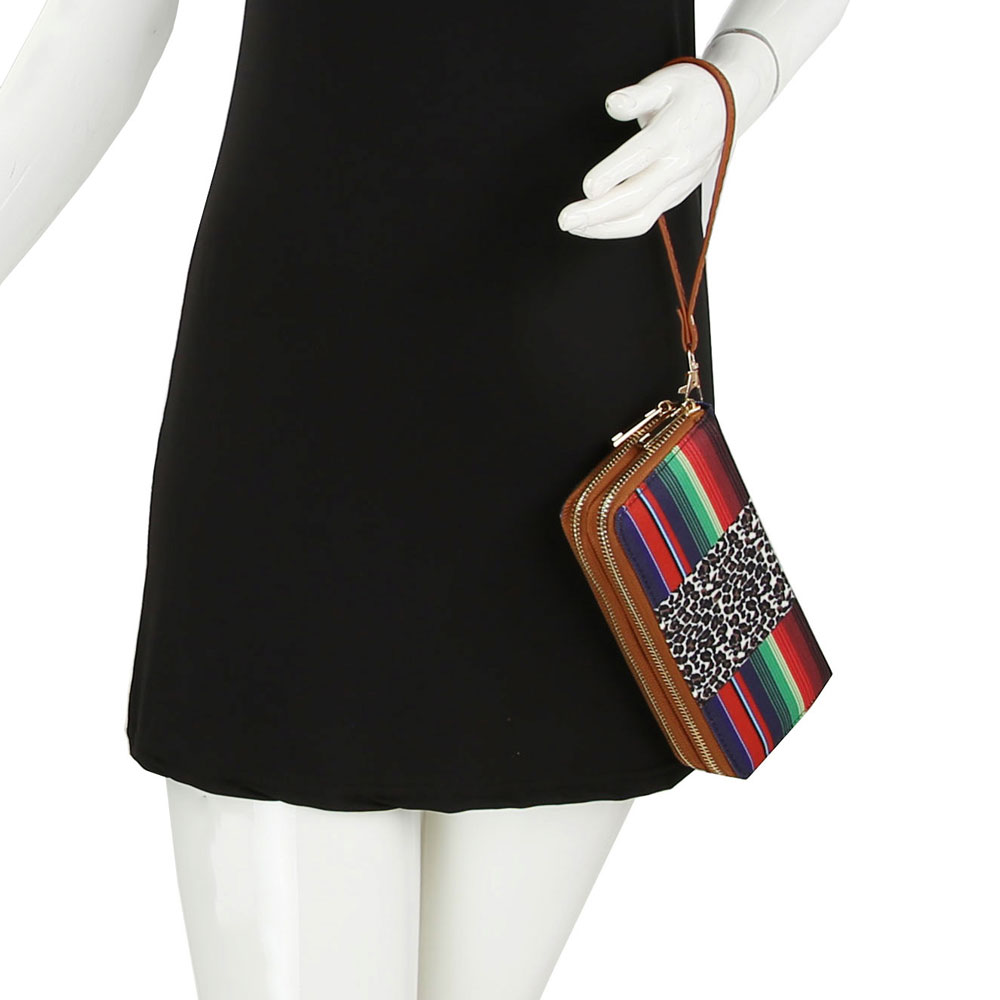 Serape & Leopard Printed Double Zip Wallet - Image 2