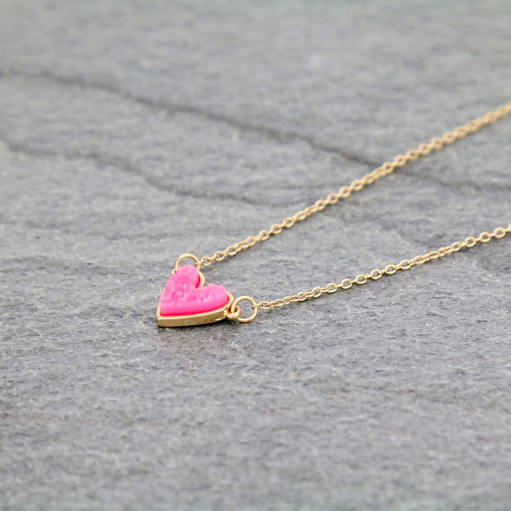 Heart Druzy Stone Necklace - Image 3
