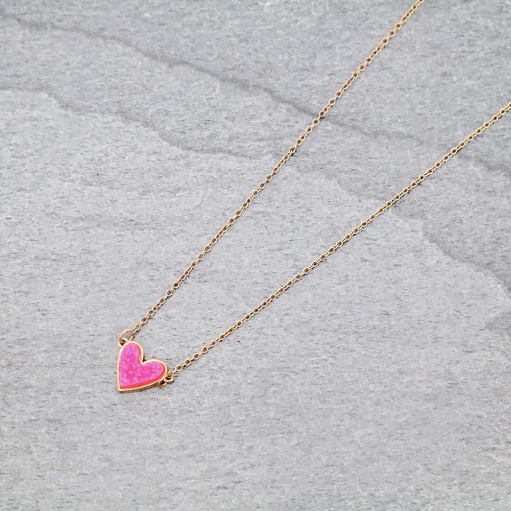 Heart Druzy Stone Necklace