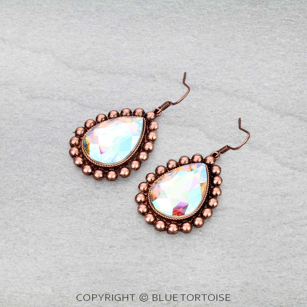 Western Teardrop Stone Dangle Earrings