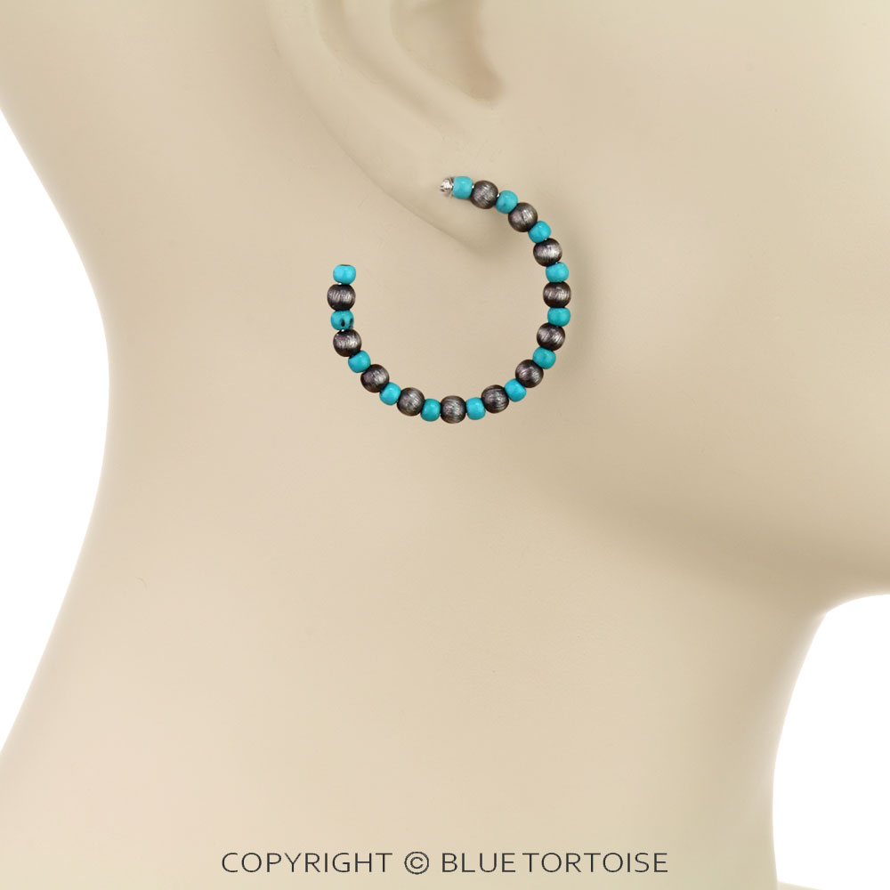 3 Pair Navajo Style Pearl & Bead Earring Set - Image 2