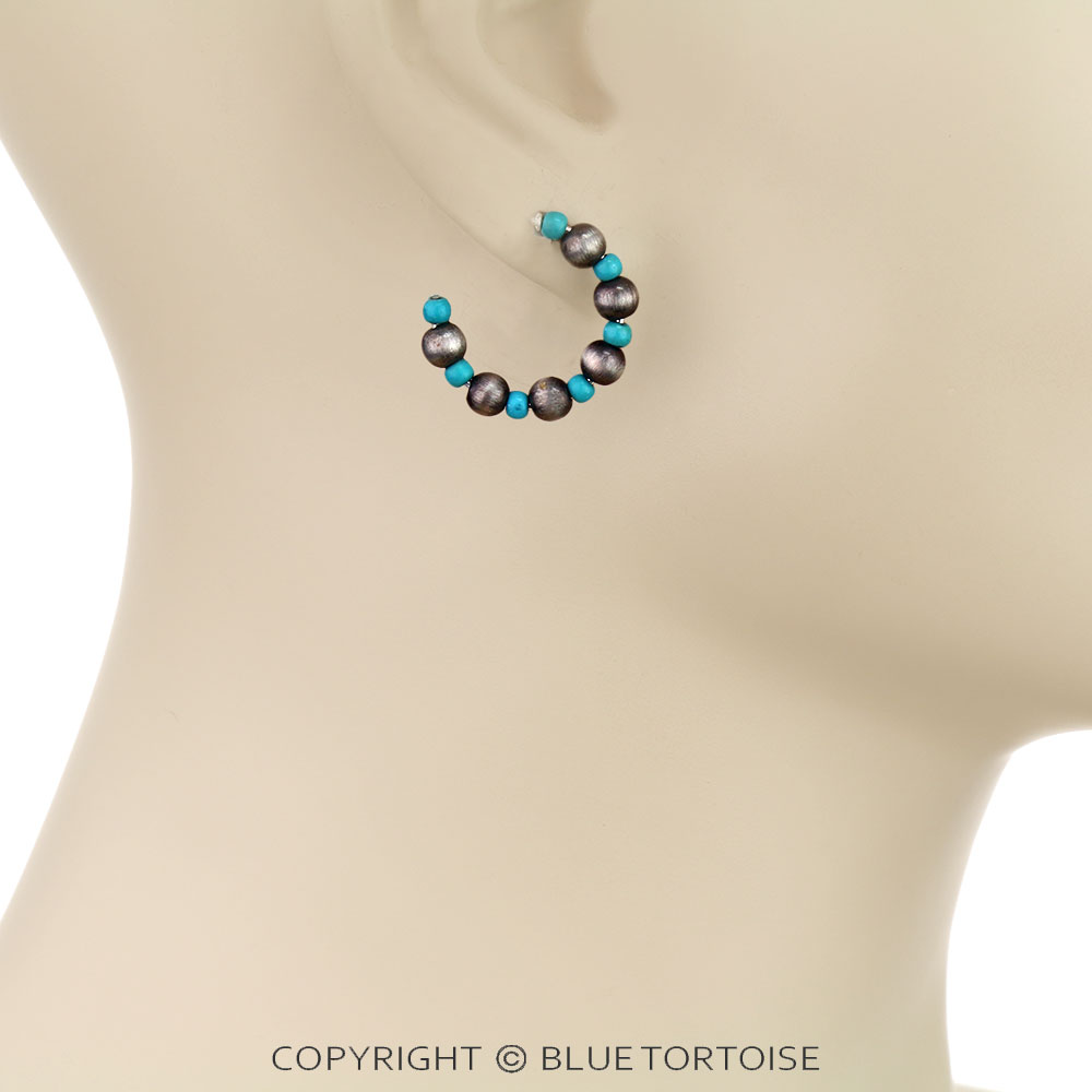 3 Pair Navajo Style Pearl & Bead Earring Set - Image 3