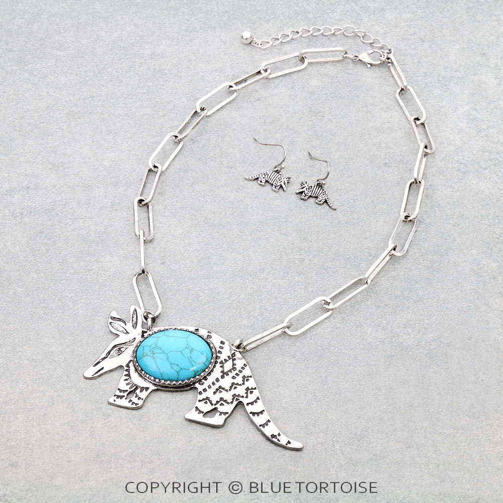 Western Armadillo Stone Necklace Set