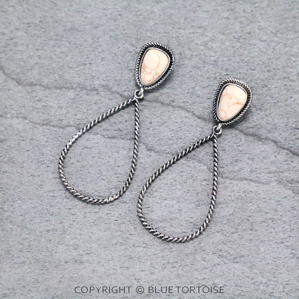 Metal Teardrop with Stone Post Earrings