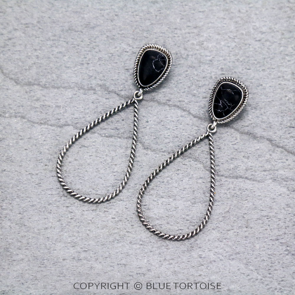 Metal Teardrop with Stone Post Earrings